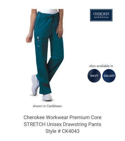 Cherokee Workwear Premium Core Stretch Unisex Drawstring Pants #CK4043