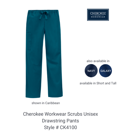Cherokee Workwear Scrubs Unisex Drawstring Pants #CK4100
