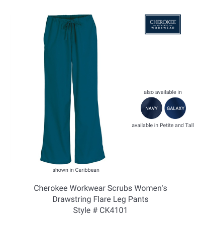 Cherokee Workwear Scrubs Women's Drawstring Flare Leg Pants #CK4101