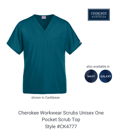 Cherokee Workwear Scrubs Unisex One Pocket Scrub Top #CK4777